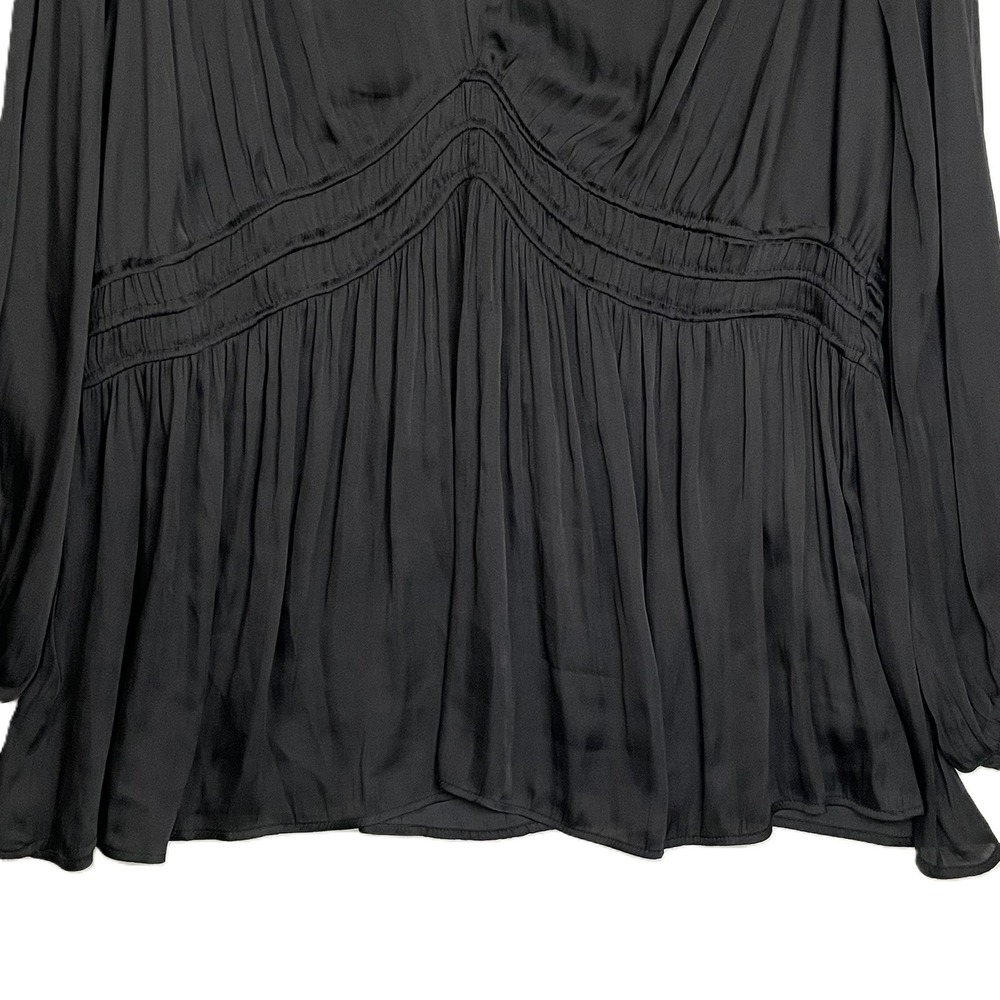 Torrid Size 4 Black Satin-Look Long Sleeve V-Neck Blouse Dressy Romantic - Picture 11 of 13